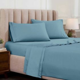 Egyptian Cotton Sateen Sheet Set 1500 Thread Count Medium Blue (size: King)