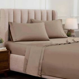 Egyptian Cotton Sateen Sheet Set 1500 Thread Count Taupe (size: King)