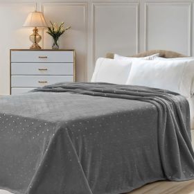 Fleece Plush Medium Weight Fluffy Soft Decorative Polka Dot Blanket (Color: Grey, size: King)