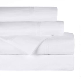 Gina Organic Cotton 300 Thread Count Percale Flat Bed Sheet (Color: White, size: Queen)