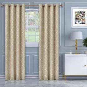 Imperial Trellis Washable Room Darkening Blackout Curtains, Set of 2 (Color: Ivory, size: 52" x 63")