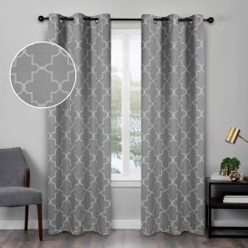 Imperial Trellis Washable Room Darkening Blackout Curtains, Set of 2 (Color: Silver, size: 42" X 63")