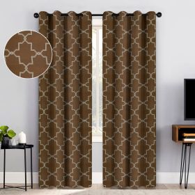 Imperial Trellis Washable Room Darkening Blackout Curtains, Set of 2 (Color: Cappuccino, size: 52" X 84")