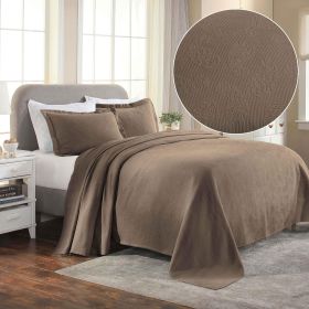 Lightweight Cotton Bedspread Set 3-Piece Paisley Jacquard Matelassé (Color: Taupe, size: King)