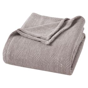 Maya Chenille Herringbone Soft Textured Medium Weight Cotton Blanket (Color: Brown, size: Full/Queen)