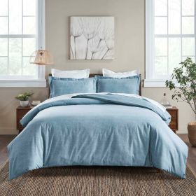 100% Cotton Flannel Melange Two-Toned Duvet Cover Set (Color: Blue, size: King/California King)