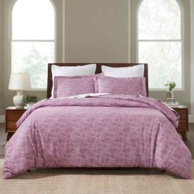 100% Cotton Flannel Melange Two-Toned Duvet Cover Set (Color: Fig Plum, size: King/California King)