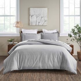 100% Cotton Flannel Melange Two-Toned Duvet Cover Set (Color: Grey, size: King/California King)