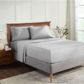 100% Cotton Flannel Sheet Set Warm Two-Toned Melange Deep Pocket (Color: Grey, size: Full)