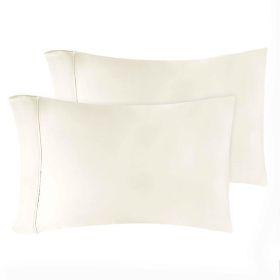 Modal From Beechwood 400 Thread Count Cooling Solid Pillowcase Set (Color: Ivory, size: King)