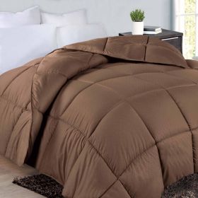 Monochrome Basketweave Plush Microfiber Down Alternative Comforter (Color: Taupe, size: King)