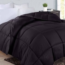 Monochrome Basketweave Plush Microfiber Down Alternative Comforter (Color: Black, size: King)