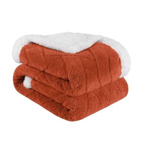 Sherpa Fleece Blanket Reversible Plush Fluffy Nuuk Jacquard (Color: Rust, size: King)