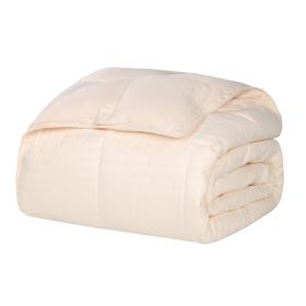 Reversible Down Alternative All-Season Solid Striped Blanket (Color: Ivory, size: Full/Queen)