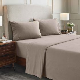 100% Cotton Flannel Sheet Set Solid Deep Pocket Fuzzy Warm Rome (Color: Grey, size: Full)