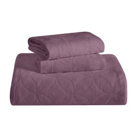 Lightweight Cotton Bedspread Sets 3-Piece Serenity Wedding Ring Jacquard Matelassé (Color: Lilac, size: Queen)