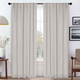 Blackout Window Curtains Solid Room Darkening Back Tab Set of 2 (Color: Chrome, size: 52" x 72")