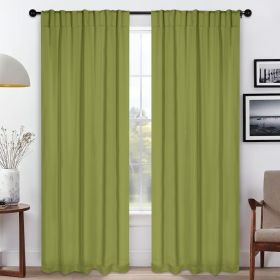 Blackout Window Curtains Solid Room Darkening Back Tab Set of 2 (Color: Sage, size: 42" X 84")
