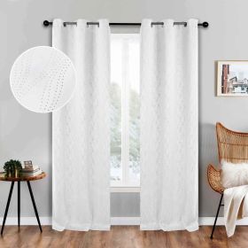 Blackout Window Curtains Zuri Textured Waves Room Darkening Set of 2 (Color: Snow White, size: 42" X 84")