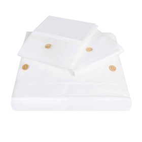 100% Organic Cotton Crisp Percale Duvet Cover Set (Color: White, size: King/California King)