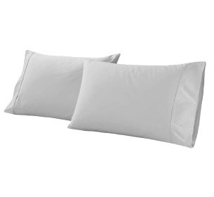 Gina Organic Cotton 300 Thread Count Percale Pillowcases, Set of 2 (Color: Silver, size: King)