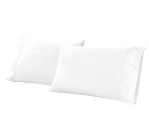 Gina Organic Cotton 300 Thread Count Percale Pillowcases, Set of 2 (Color: White, size: Standard)