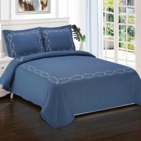 Helena Embroidered Floral Cotton Duvet Cover Set (size: Full/Queen)