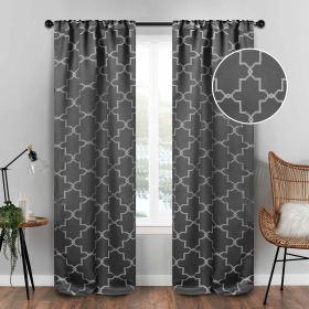Imperial Trellis Washable Room Darkening Blackout Curtains, Set of 2 (Color: Charcoal, size: 26" X 84")