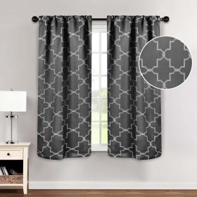 Imperial Trellis Washable Room Darkening Blackout Curtains, Set of 2 (Color: Charcoal, size: 26" X 63")