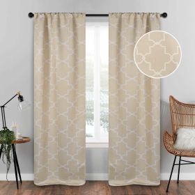 Imperial Trellis Washable Room Darkening Blackout Curtains, Set of 2 (Color: Ivory, size: 26" X 84")