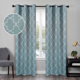 Imperial Trellis Washable Room Darkening Blackout Curtains, Set of 2 (Color: Teal, size: 42" X 108")