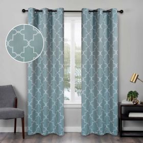 Imperial Trellis Washable Room Darkening Blackout Curtains, Set of 2 (Color: Teal, size: 42" X 63")