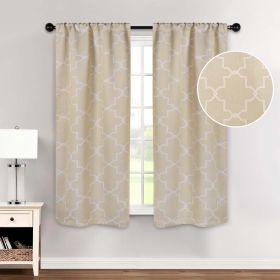 Imperial Trellis Washable Room Darkening Blackout Curtains, Set of 2 (Color: Ivory, size: 26" X 63")