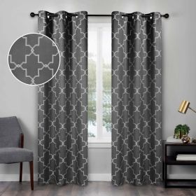 Imperial Trellis Washable Room Darkening Blackout Curtains, Set of 2 (Color: Charcoal, size: 42" X 84")