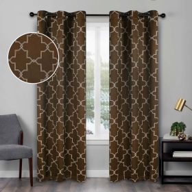 Imperial Trellis Washable Room Darkening Blackout Curtains, Set of 2 (Color: Cappuccino, size: 42" X 96")