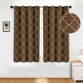 Imperial Trellis Washable Room Darkening Blackout Curtains, Set of 2 (Color: Cappuccino, size: 52" x 63")