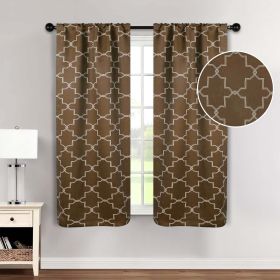 Imperial Trellis Washable Room Darkening Blackout Curtains, Set of 2 (Color: Cappuccino, size: 26" X 63")