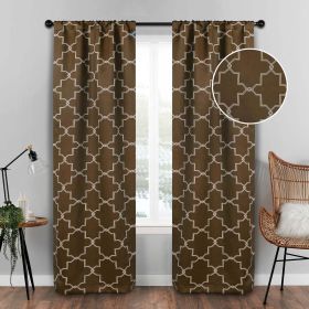 Imperial Trellis Washable Room Darkening Blackout Curtains, Set of 2 (Color: Cappuccino, size: 26" X 84")