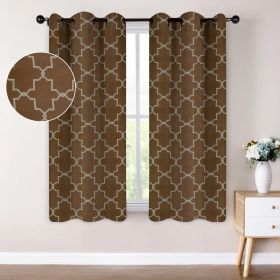 Imperial Trellis Washable Room Darkening Blackout Curtains, Set of 2 (Color: Cappuccino, size: 42" X 63")