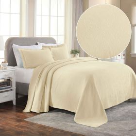 Lightweight Cotton Bedspread Set 3-Piece Paisley Jacquard Matelassé (Color: Ivory, size: King)