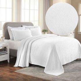 Lightweight Cotton Bedspread Set 3-Piece Paisley Jacquard Matelassé (Color: White, size: Twin)