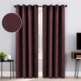 Jaxon Textured Blackout Curtain Set of 2 Panels (Color: Mulberry, size: 52" x 96")