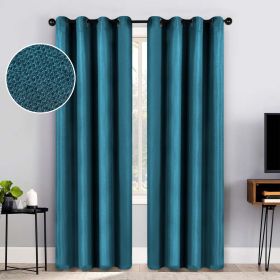 Jaxon Textured Blackout Curtain Set of 2 Panels (Color: Deep Sea, size: 52" X 84")
