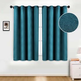 Jaxon Textured Blackout Curtain Set of 2 Panels (Color: Deep Sea, size: 52" x 63")