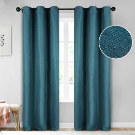 Jaxon Textured Blackout Curtain Set of 2 Panels (Color: Deep Sea, size: 42" X 96")