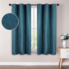 Jaxon Textured Blackout Curtain Set of 2 Panels (Color: Deep Sea, size: 42" X 63")