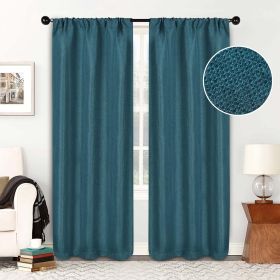 Jaxon Textured Blackout Curtain Set of 2 Panels (Color: Deep Sea, size: 26" X 84")
