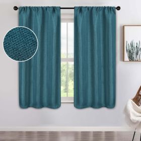 Jaxon Textured Blackout Curtain Set of 2 Panels (Color: Deep Sea, size: 26" X 63")