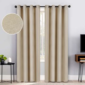 Jaxon Textured Blackout Curtain Set of 2 Panels (Color: Beige, size: 52" x 96")