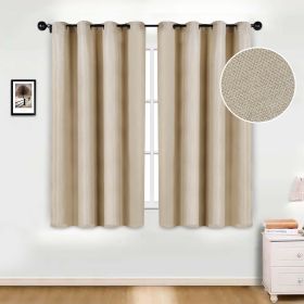 Jaxon Textured Blackout Curtain Set of 2 Panels (Color: Beige, size: 52" x 63")